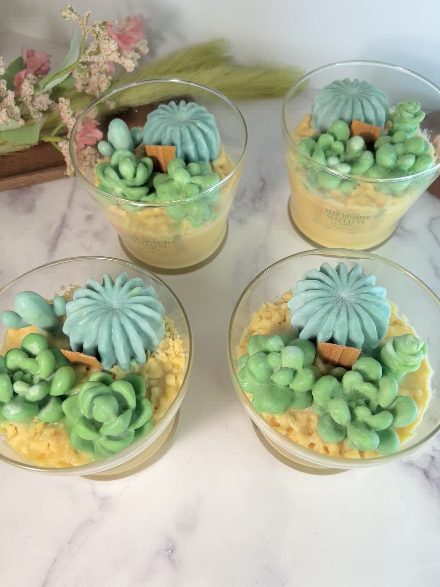 Succulent candles on sale